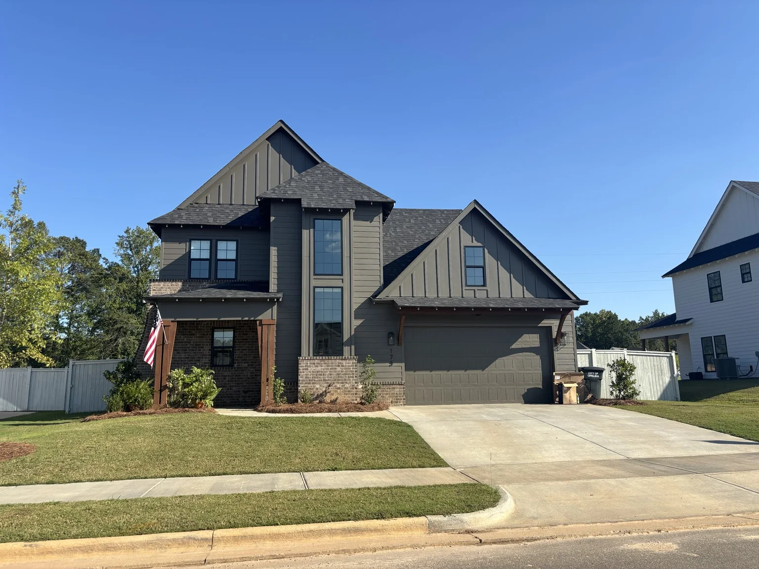 Completed single-family home on Firefly Lane in the Firefly subdivision in Opelika, Alabama